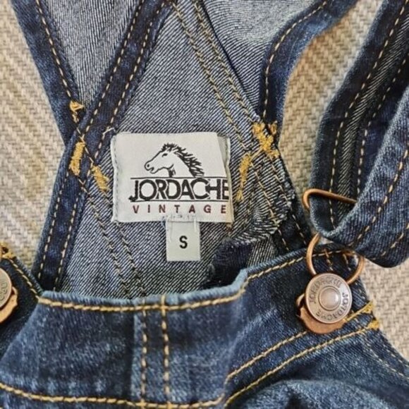 Jordache Denim Overalls Juniors Size S Shortalls Y2K 90's Distressed Blue Cuffs - Picture 7 of 9